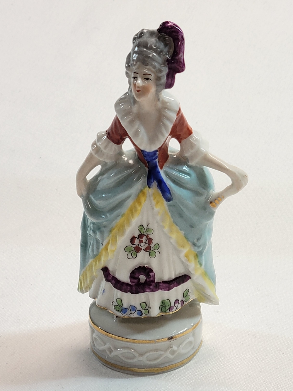 Vintage Japan Porcelain Lady Figurine Rococo Cottagecore Floral